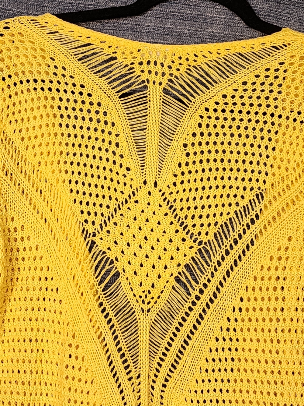 Cato Open-Front Yellow Crochet Short-Sleeve Cardigan - Picture 3 of 9